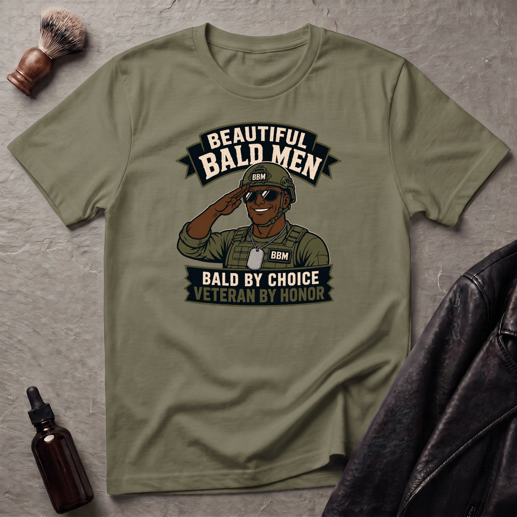 Bald By Choice Version #1 Military T‑Shirt