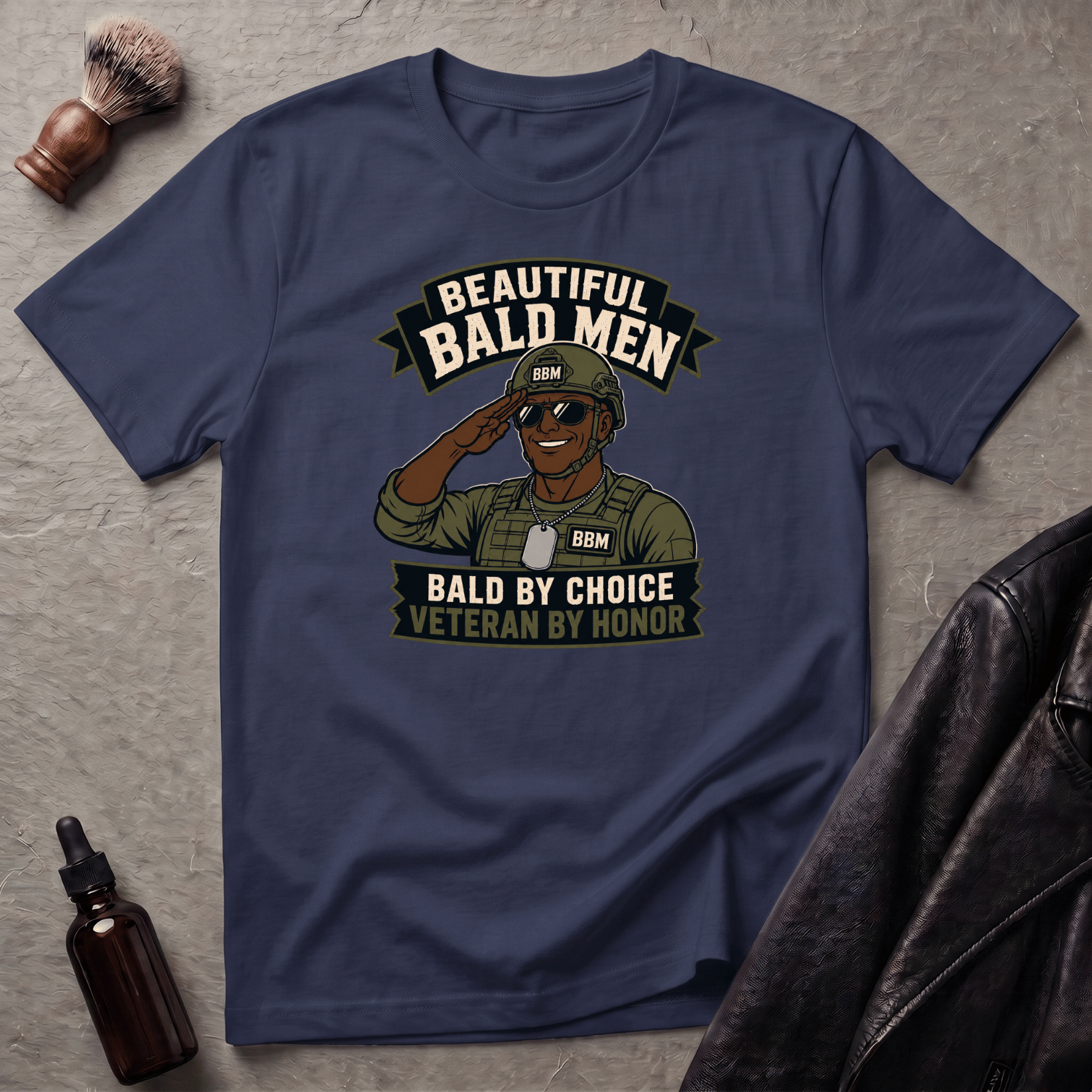 Bald By Choice Version #1 Military T‑Shirt